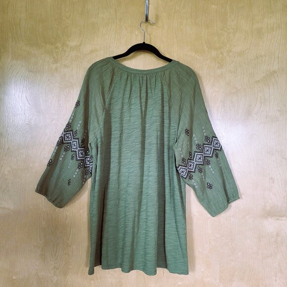 J. Jill Embroidered Peasant Tunic Top Green Size Large - Picture 3 of 8